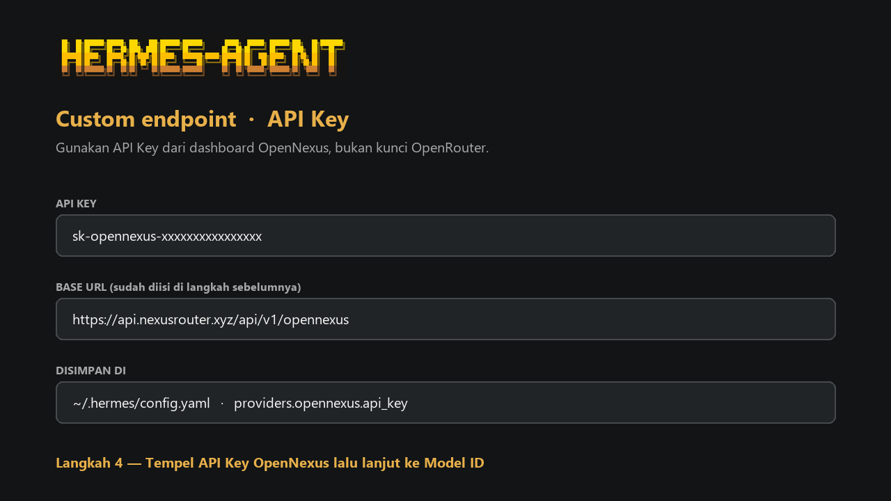 Masukkan API Key OpenNexus