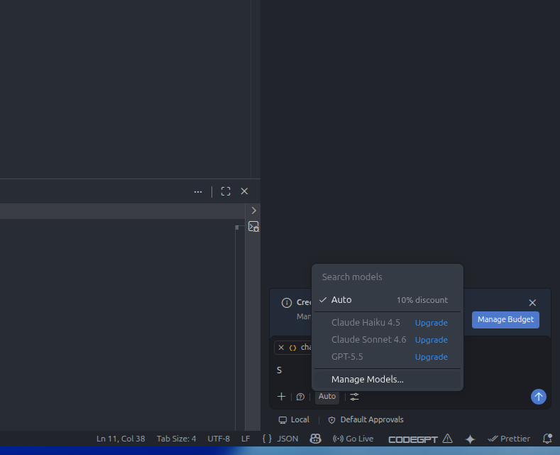 Buka Manage Models dari dropdown chat